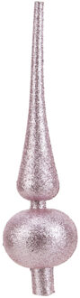 Cosy&Trendy Kunststof piek/kerstboom topper glitter lichtroze H23 cm