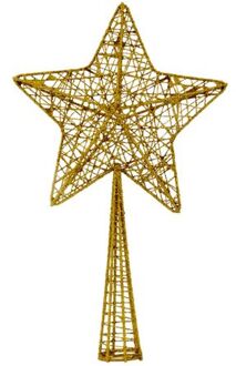 Cosy&Trendy Kunststof ster piek/kerstboom topper glitter goud 28 cm - kerstboompieken Goudkleurig