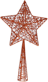 Cosy&Trendy Kunststof ster piek/kerstboom topper glitter koper 28 cm - kerstboompieken Bruin