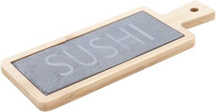 Cosy&Trendy Leisteen/bamboe serveerplank sushi 23 x 9 cm - Serveerplanken Multikleur