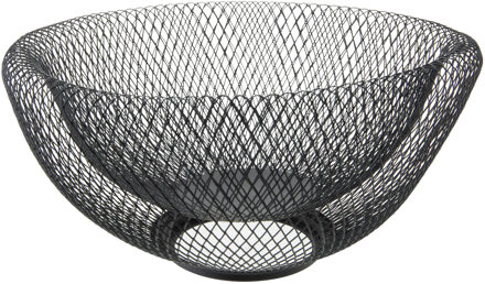Cosy&Trendy Metalen fruitmand/fruitschaal zwart rond 26 x 13 cm