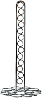 Cosy&Trendy Metalen keukenrolhouder rond met cirkelmotief zilver D16 x H36 cm