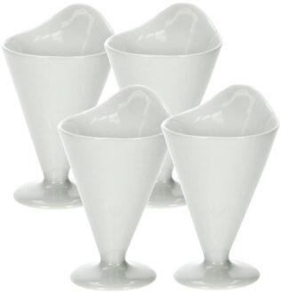 Cosy&Trendy Mini friezakken op voet - 4x st - wit - 6 x 10 cm - porselein - patatzakken - patat serveren
