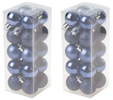 Cosy&Trendy mini kerstballen - 40x st - donkerblauw - 3 cm - kunststof
