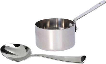 Cosy&Trendy Mini steelpan/sauspannetje - RVS - 8 cm - klein sausbakje voor serveren