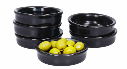 Cosy&Trendy Mini tapas schaaltjes/bakjes - 18x - zwart - 7,5 cm - aardewerk saus schaaltjes