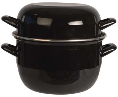 Cosy&Trendy Mosselpan/pot - emaille - zwart - 20 x 20 x 19 cm - 3,3 liter