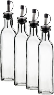 Cosy&Trendy Olie en azijn flessen - 6x - glas - 300 ml - schenktuit - afsluitbare dop