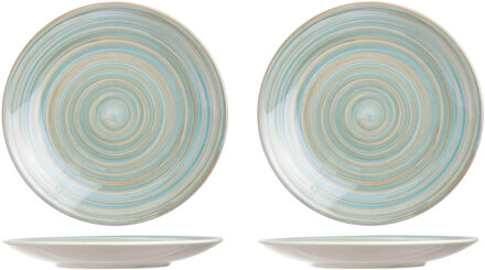 Cosy&Trendy ontbijt/dessert bordje Turbolino - 2x stuks - blauw - D22 cm - keramiek