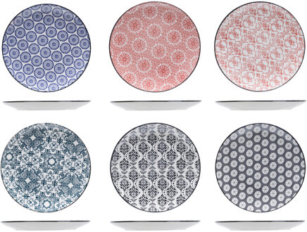 Cosy&Trendy Ontbijt/dessert bordjes Delirio - 12x - 19 cm - 2 cm hoog - aardewerk - ontbijtbordjes