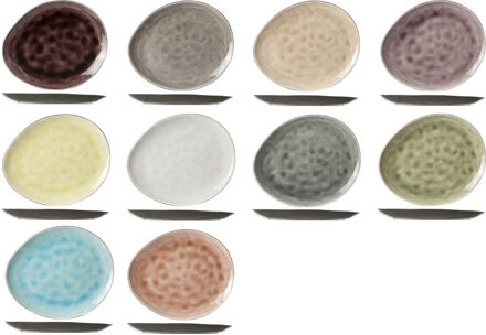 Cosy&Trendy Ontbijtbordjes / gebaksbordjes Streetfood - 10x - aardewerk - multi kleuren - 20 x 16