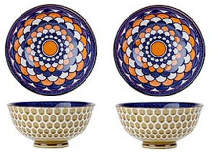 Cosy&Trendy Oosterse serveerschaal - 2x - rond - 12 cm - porselein - soepkom - diep bord