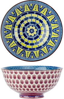 Cosy&Trendy Oosterse serveerschaal - blauw - rond - 12 cm - porselein - soepkom - diep bord