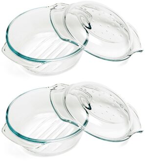 Cosy&Trendy Ovenschaal - 2x - 22 x 10.5 cm - glas - Ovenschalen/braadslede - Ovenschotel - Bakvorm