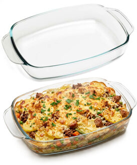 Cosy&Trendy Ovenschaal - 2x - 33 x 21 cm - van glas - braadslede - 2.3 liter