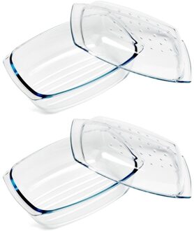 Cosy&Trendy Ovenschaal - 2x - 34 x 22 x 7 cm - glas - Ovenschalen/braadslede - Ovenschotel schalen - Bakvorm