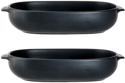 Cosy&Trendy ovenschaal - 2x - zwart - 24 x 15 x 5 cm - Ovaal - Klassieke braadsledes