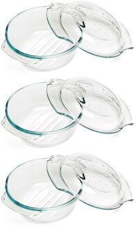 Cosy&Trendy Ovenschaal - 3x - 22 x 10.5 cm - glas - Ovenschalen/braadslede - Ovenschotel - Bakvorm