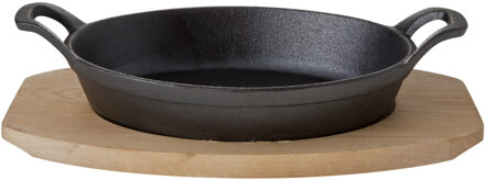 Cosy&Trendy Ovenschaal - gratinschaal - gietijzer - op houten plank - 30x17x5 cm