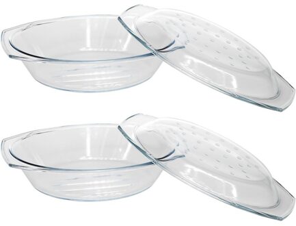 Cosy&Trendy Ovenschaal ovaal/rond - 2x - 33 x 20 x 9 cm - glas