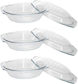 Cosy&Trendy Ovenschaal ovaal/rond - 3x - 33 x 20 x 9 cm - glas
