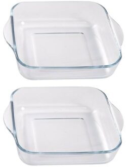 Cosy&Trendy Ovenschaal van glas - 2x - 22x22x5 cm - 1,8 L - braadslede