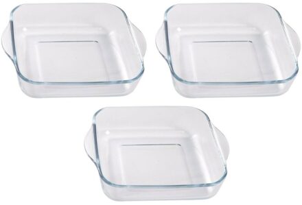 Cosy&Trendy Ovenschaal van glas - 3x - 22x22x5 cm - 1,8 L - braadslede