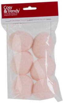 Cosy&Trendy Paaseieren - 6x stuks - roze - 6 cm - kunststof - paasversiering - paasdecoratie