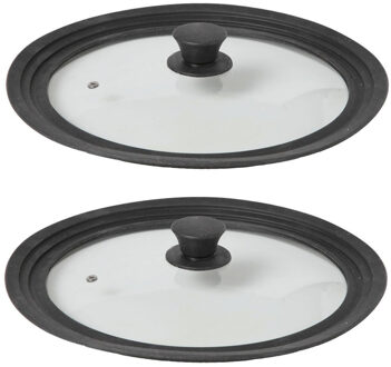 Cosy&Trendy Pannendeksel - Set van 2x stuks - universeel - 28-30-32 cm - glas - siliconen rand - deksel