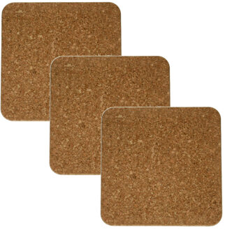 Cosy&Trendy Pannenonderzetters - 3x stuks - 20 cm - kurk - vierkant - onderzetters pannen