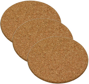 Cosy&Trendy Pannenonderzetters - 3x stuks - rond - kurk - 20 cm Bruin