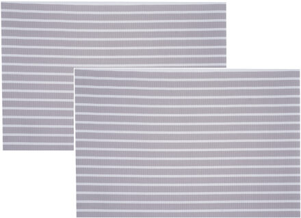 Cosy&Trendy Placemats rechthoekig - 8x - geweven beige/wit - 30 x 45 cm - Tafel dekken