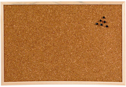 Cosy&Trendy Prikbord van kurk - houten rand - 58 x 39 cm - school/kantoor/keuken