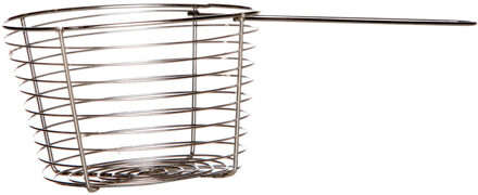 Cosy&Trendy Rond patat/snack serveermandje/frietmandje RVS D19 x H7 cm