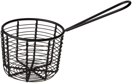 Cosy&Trendy Rond patat/snack serveermandje/frietmandje zwart metaal D8 x H8 cm