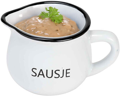 Cosy&Trendy Saus schenk kannetje - porselein - wit - 7 x 6 cm - schenktuit/handvat