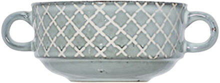 Cosy&Trendy Schaaltjes - blauw print - D11 x 6 cm - keramiek - kommetje voor dessert/soep/ontbijt