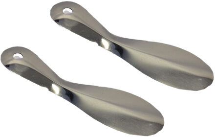 Cosy&Trendy Schoenlepel - 2x - metaal - zilver - 18 cm - met ophanggaatje - instaphulp