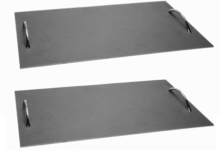 Cosy&Trendy Serveerplank - 3x stuks - met handvaten - 50 x 30 cm -leisteen - dienblad - presenteerbord