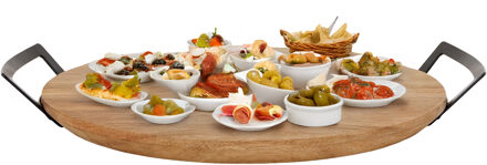 Cosy&Trendy Serveerplank - acacia hout - rond - handvaten - D30 - borrelplank/kaasplank