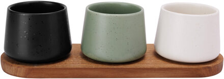 Cosy&Trendy Serveerplank bamboe - met 3x luxe schaaltjes - 30 x 10 cm - tapas en saus schaaltjes