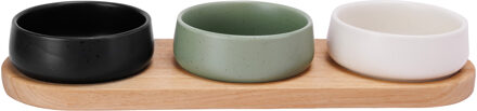 Cosy&Trendy Serveerplank bamboe - met 3x luxe schaaltjes - 31 x 11 cm - tapas en saus schaaltjes