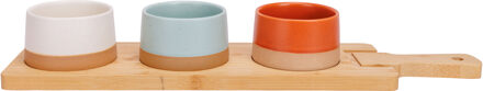 Cosy&Trendy Serveerplank bamboe - met 3x luxe schaaltjes - 48 x 12 cm - tapas en saus schaaltjes
