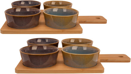 Cosy&Trendy Serveerplank bamboe - Set van 10x stuks - 31 x 22 cm - met 4 luxe hapjes/saus/tapas sc