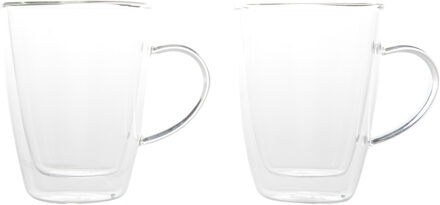Cosy&Trendy Set van 2x dubbelwandige koffie/thee glazen 250 ml - transparant