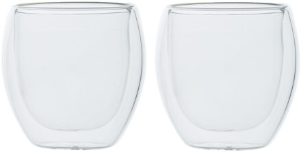 Cosy&Trendy Set van 2x dubbelwandige koffieglazen/thee glazen 220 ml