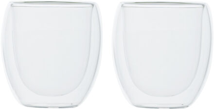 Cosy&Trendy Set van 2x dubbelwandige koffieglazen/thee glazen 300 ml Transparant