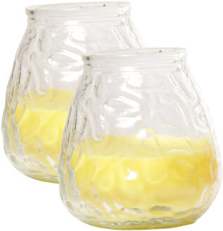 Cosy&Trendy Set van 2x stuks citronella lowboy tafelkaarsen 10 cm - Waxinelichtjes Geel