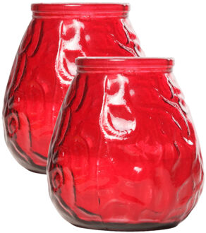 Cosy&Trendy Set van 2x stuks rode Lowboy buiten tafel sfeer kaarsen 10 cm 40 branduren in glas