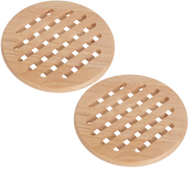 Cosy&Trendy Set van 2x stuks ronde pannen onderzetters van hout 19 cm Bruin